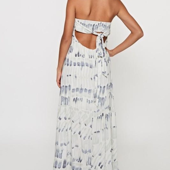 Watercolor Print Strapless Maxi Dress - Picture 3 of 4